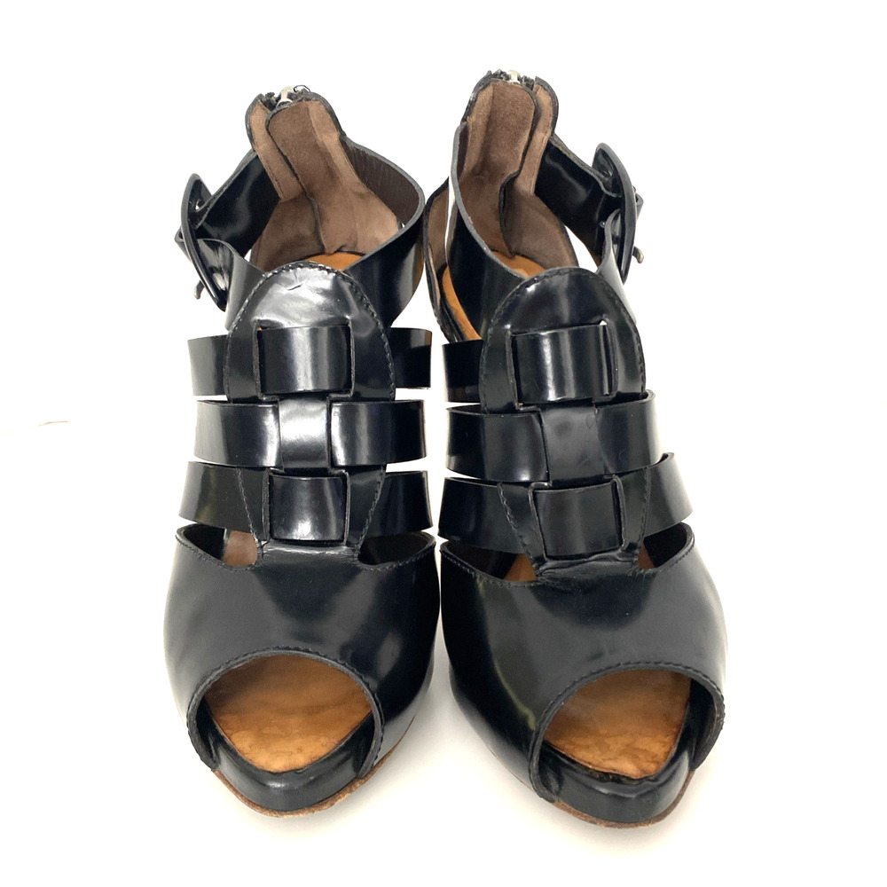 Giuseppe Zanotti Caged Sandal Black Peep Toe Slim Heel Back Zip Ankle St… - Picture 4 of 8